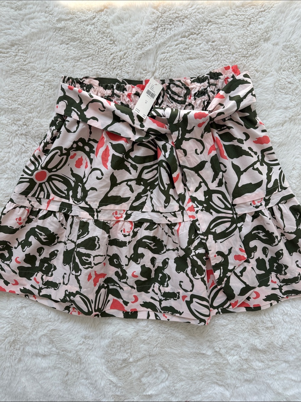 Anthropologie Bettina Paperbag Skirt M Medium Floral Cotton Tie Waist NWT $108